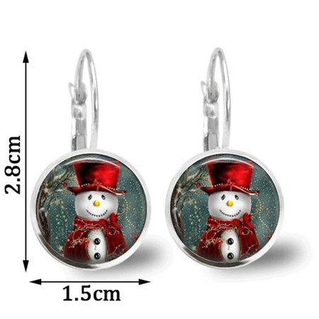 

Christmas snowman time gem earrings, Silver, Earrings