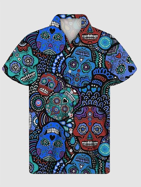 

Men's Basic Printed Shirts, Blue, Men's Floral shirt