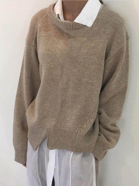 

Long Sleeve Vintage Sweater, Khaki, Sweaters