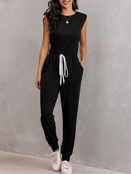 

Sleeveless Pockets Casual One-Pieces Jumpsuit, Khaki, Jumpsuits