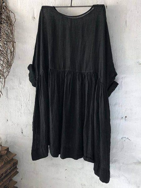 

Casual Crew Neck Long Sleeve Weaving Dress, Black, Dresses