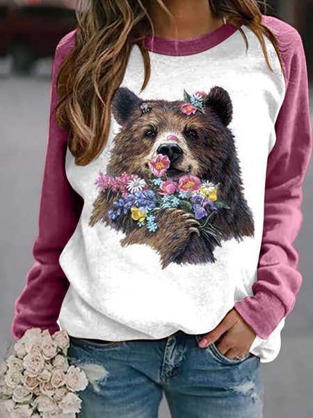 

Patchwork Cotton-Blend Long Sleeve Sweatshirt, Purple, Hoodies & Sweatshirts