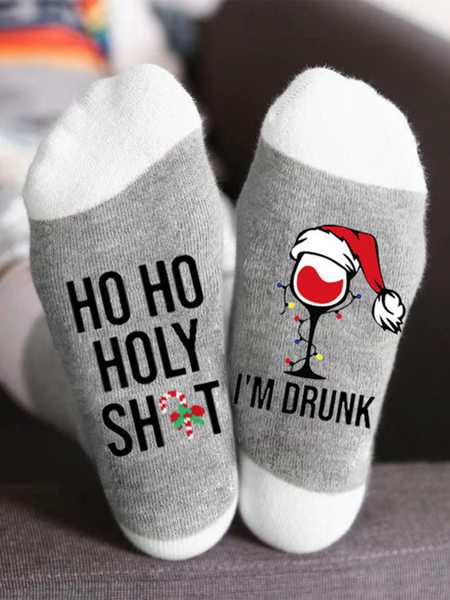 Ho Ho I'm Drunk Unisex Crew Socks, Gray, Socks