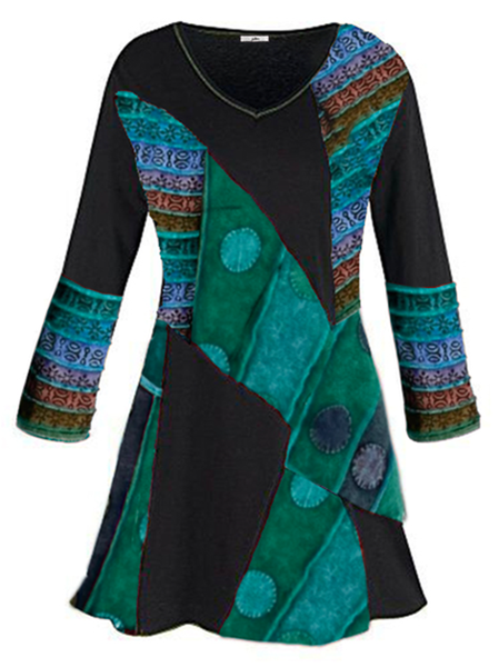 

Long Sleeve Boho Dresses, Green, Dresses