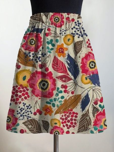 

Floral-Print A-Line Skirt, Multicolor, Skirts