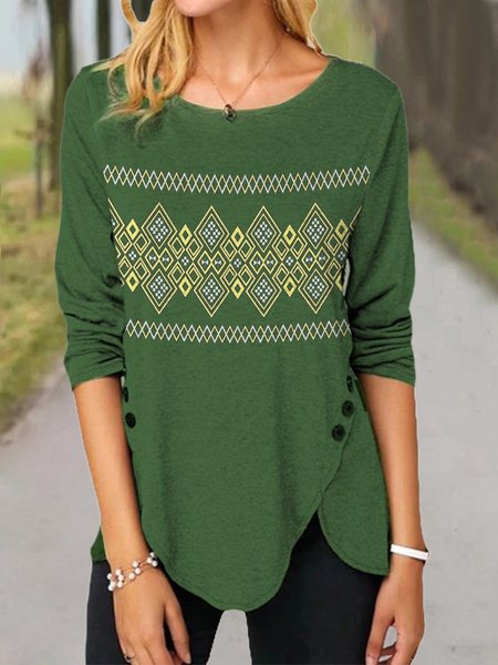 

Top Geometrico Colore-block Maniche Lunghe, Verde, Sweater