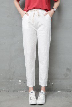 Loose Cotton Solid Casual Pants