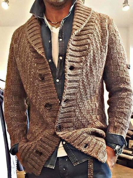 

Deep Khaki Cotton Casual Sweater, Men's Sweater