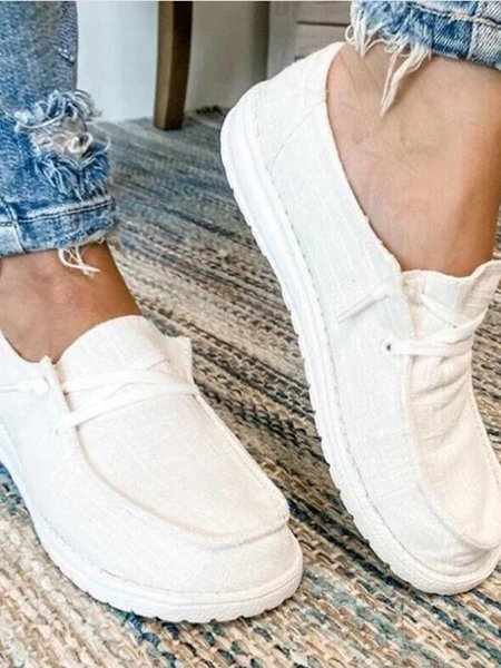 

All Season Lace-Up Flats, White, Athletic & Casual Shoes