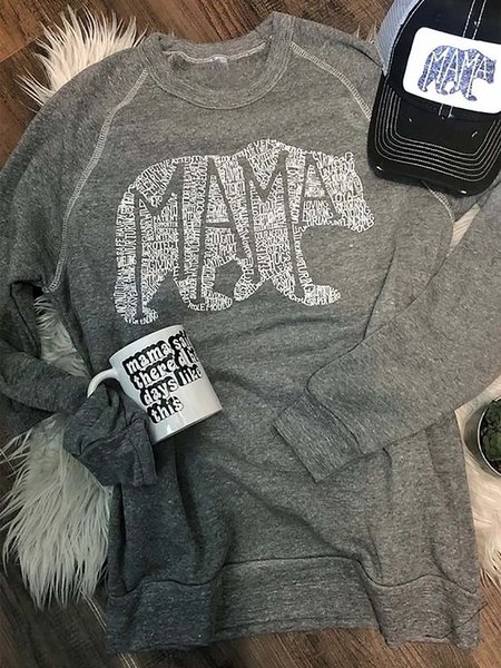 

Animal Raglan Sleeve T-shirt, Gray, Tops