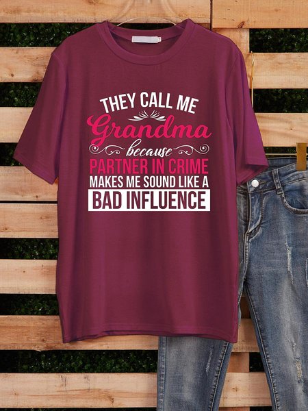 

They Call Me Grandma Partner In Crime Grandma Tee Shirt & Top, Wine red, T-shirts