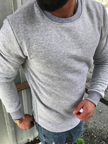 

Crew Neck Casual Sweatshirt, Gray, Hoodies&Sweatshirts