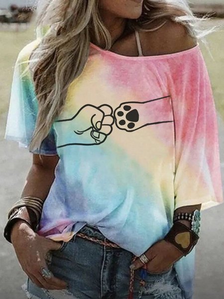 

Casual Animal Short Sleeve T-shirt, Multicolor, T-Shirts