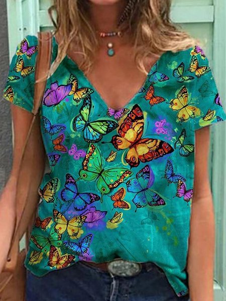 

Shift Butterfly Short Sleeve T-shirt, Blue, T-Shirts