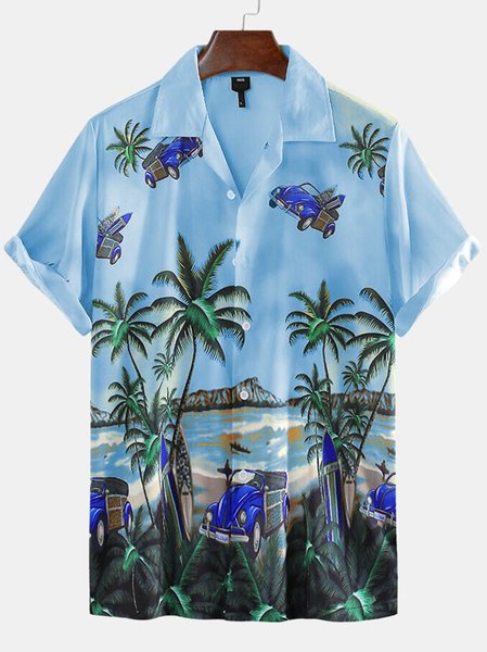 

Men's Casual Floral Coconut Tree Shirts, Blue, Winter Clearance