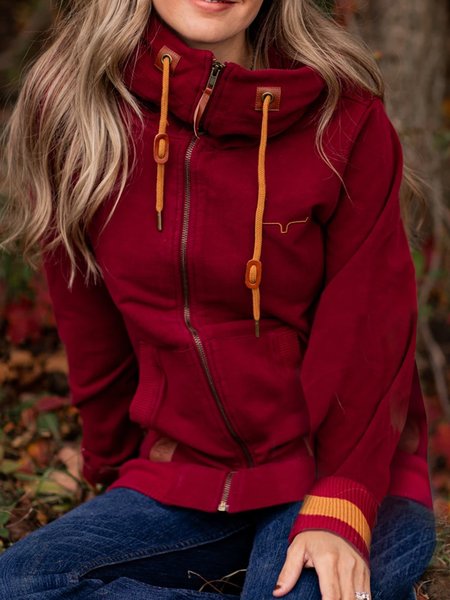 

Cotton-Blend Casual Outerwear, Wine red, Outerwear
