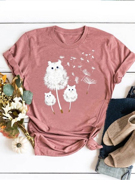 

Dandelion Cat Graphic Tee, Brick red, Tees