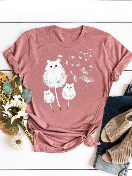 

Dandelion Cat Graphic Tee, Brick red, T-shirts