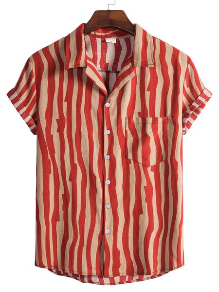 

Men's Printed Striped Shirts, Red, Men's Floral shirt