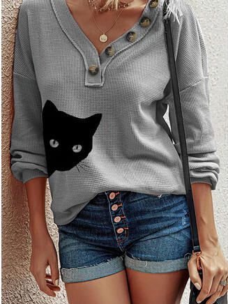 

Casual Long Sleeve Tops, Gray, Tops