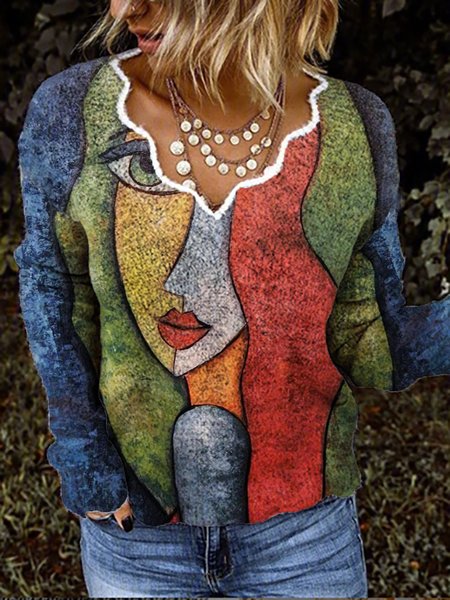 

Shift Knitted People Long Sleeve Shirts & Tops, As picture, Knitwear & Sweaters
