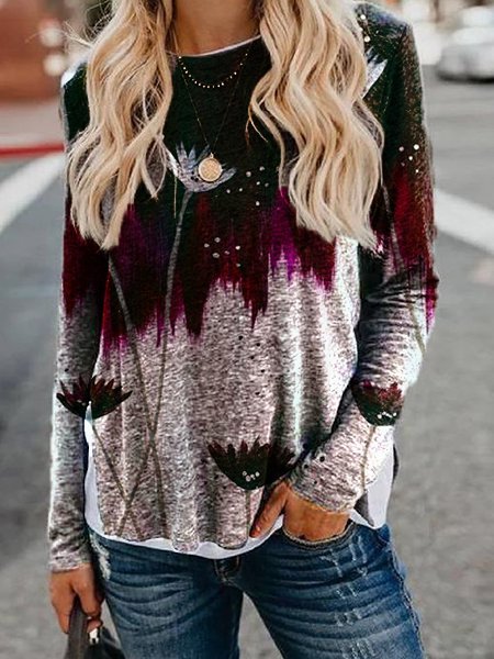 

Crew Neck Casual Shift Cotton Shirts & Tops, Image color, Blouses & Shirts