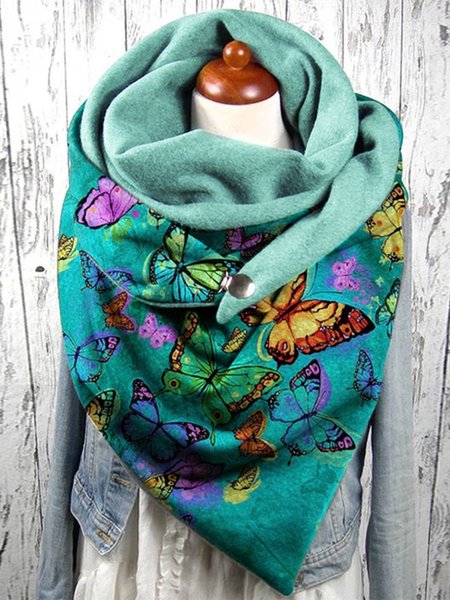 

Butterfly Print Warm Scarf, Green, Women Scarves & Shawls