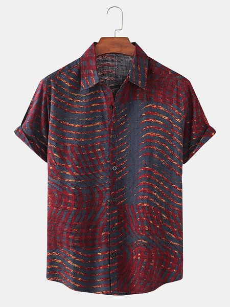 

Men's Vintage Shirt Collar Tribal Shirts, Red, Men's Floral shirt