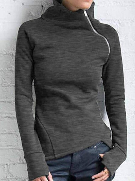 

Casual Cotton Turtleneck Shirts & Tops, As picture, Tops