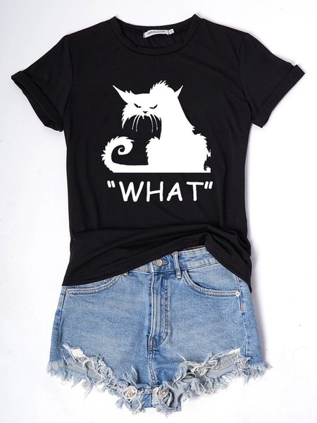 Black Cat Graphic Print Tee Black/3XL