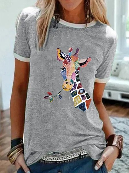 

Donna T-shirt Grafico Stampe Girocollo Superiore Di base Superiore, Grigio, T-Shirts