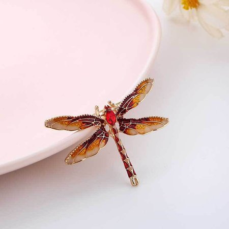 

Vintage Enamel Multicolor Dragonfly Casual Brooch Pin, Red, Accessories