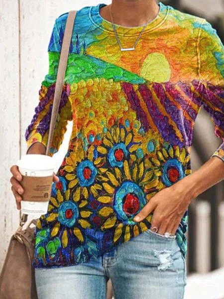 

Cotton-Blend Long Sleeve Sweatshirt, Yellow, Hoodies&Sweatshirts