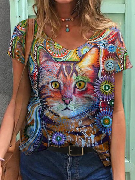 

Floral Shift Short Sleeve T-shirt, Multicolor, T-Shirts