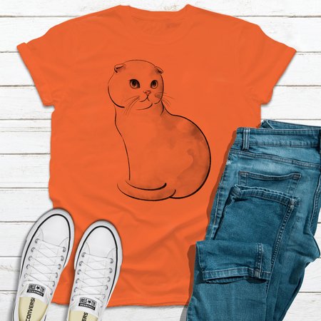 

Cat Women's printed T-shirt, Orange, T-shirts