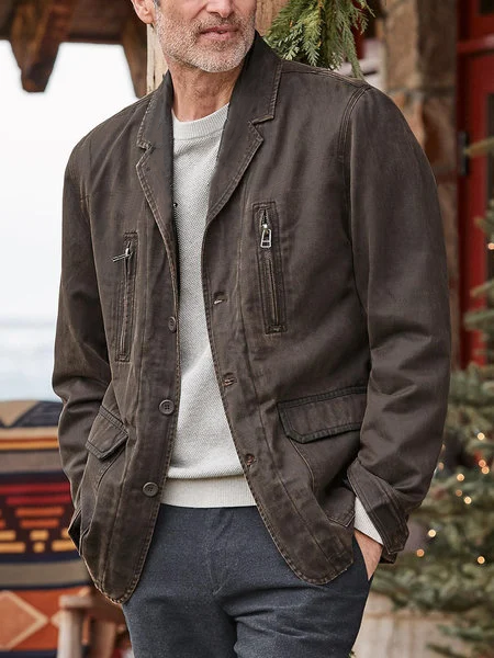 

Men's Brown Pockets Basic Lapel Solid Jackets, Jacket