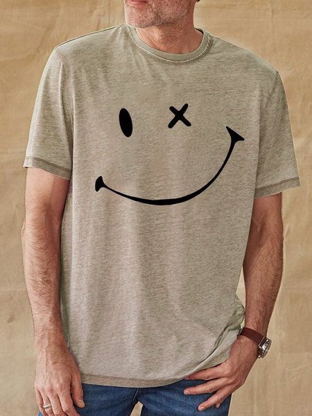 

Cotton-Blend Printed Men's Fashion Print Tee, Light khaki, T-shirts