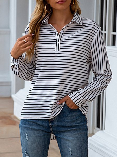 

Casual Shawl Collar Top, White, Tops