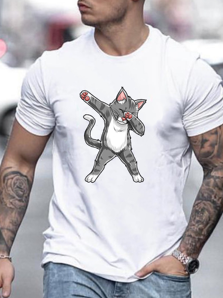 

Casual Printed Men's Fashion Print Tee, White, T-shirts