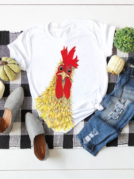 

Chicken Graphic Tee, White, T-shirts