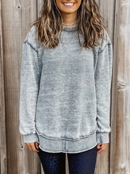 

Long Sleeve Cotton Shift Casual Shirts & Tops, Gray, Hoodies & Sweatshirts