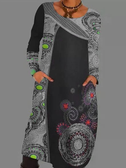 

Casual Long Sleeve Knitting Dress, Gray, Dresses