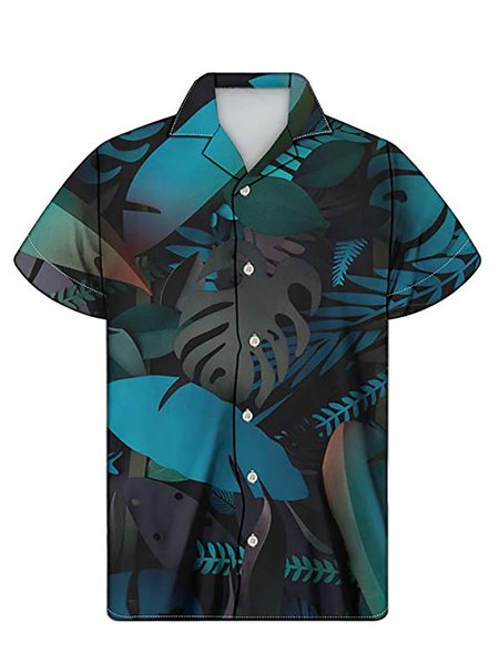 

Men's Basic Coconut Tree Printed Shirts, Blue, Blouses&Shirts