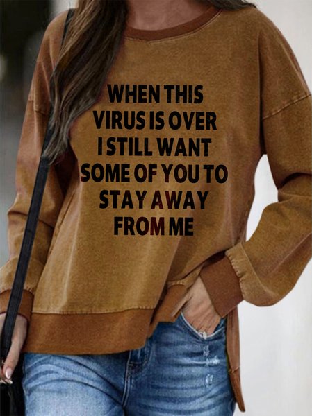 

When This Virus Is Over women's long sleeve sweatshirt, Brown, Hoodies&Sweatshirts