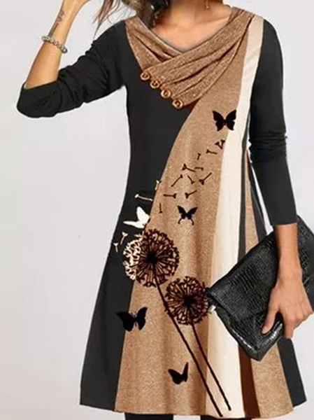 

Abito Maniche Lunghe A-line, Cachi, Dresses