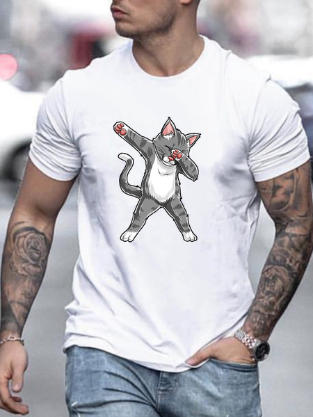 

Casual Printed Men's Fashion Print Tee, White, T-shirts