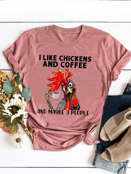 

I Like Chickens And Coffee Graphic Tee, Brick red, T-shirts