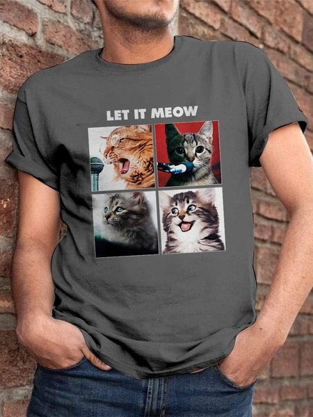 

Let It Meow Cat Graphic Men‘s Tee, Deep gray, T-shirts