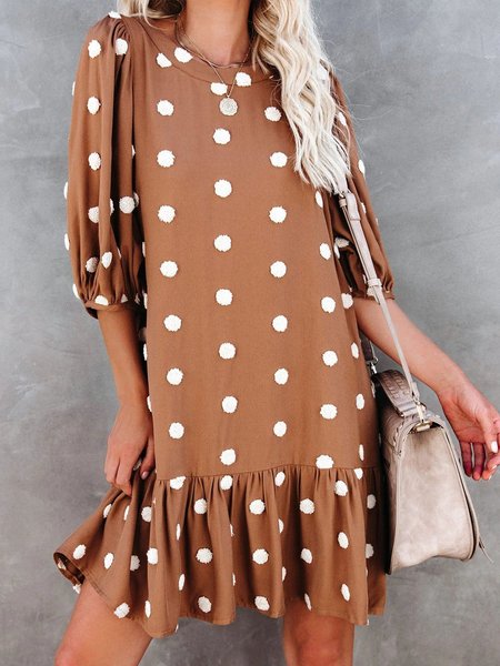 

Vintage Half Sleeve Mini Dress, Brown, Dresses