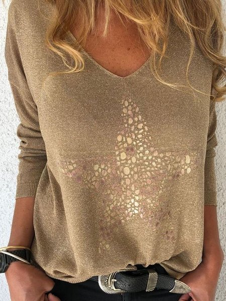 

Top Maniche Lunghe Cotone, Marrone, Knitwear